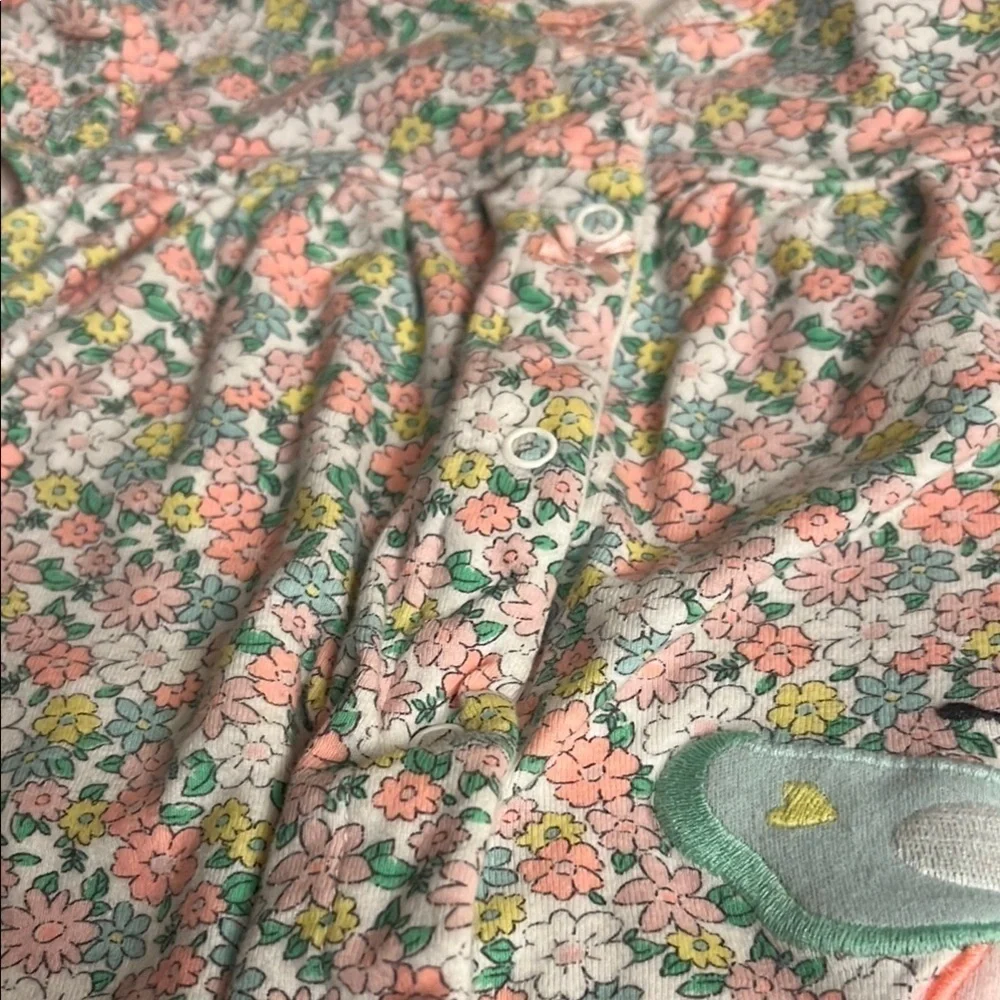 Carter's Pink and Green Floral Sleep Sacks with Ruffled Sleeves